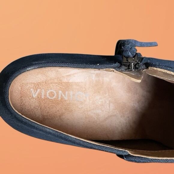 Vionic Womens Shyanne Navy Blue Zipper Suede Booties Ankle Boots Shoes 11 - Picture 3 of 10